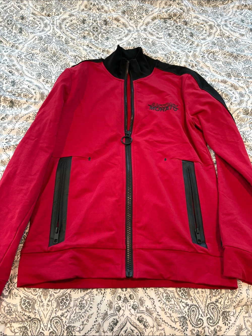 Antony Morato Red Zip Track Jacket with Black Trim